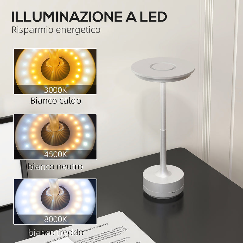 Lampada da Tavolo a LED Senza Filo Touch Ø13x28,5 cm Batteria