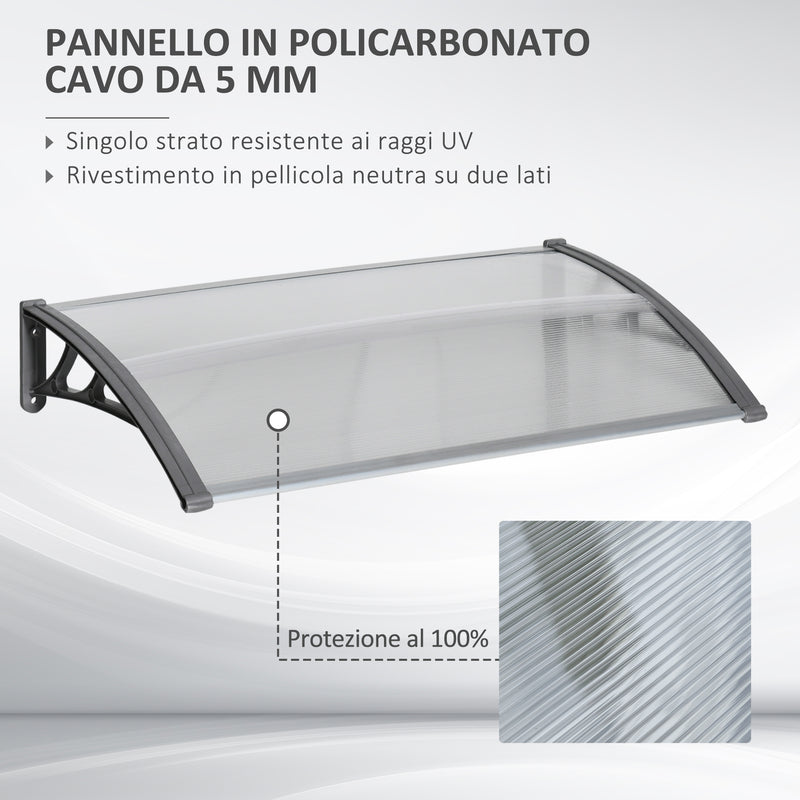 Pensilina Tettoia Moderna 200x96x27 cm in Policarbonato Alluminio e PP  Trasparente – acquista su Giordano Shop