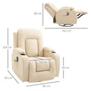 Poltrona Relax Massaggiante a 8 Punti 85x94x104 cm Reclinabile con Telecomando in Similpelle Beige-3