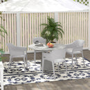 Set 4 Sedie da Giardino  Impilabili con Braccioli e Schienale Alto 56x54,5x77,5 cm in Plastica Grigio-2