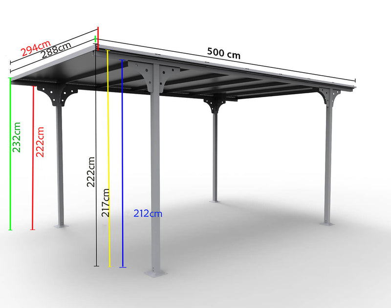 Gazebo per auto Carport con pali in acciaio 6 x 6 mt garage da