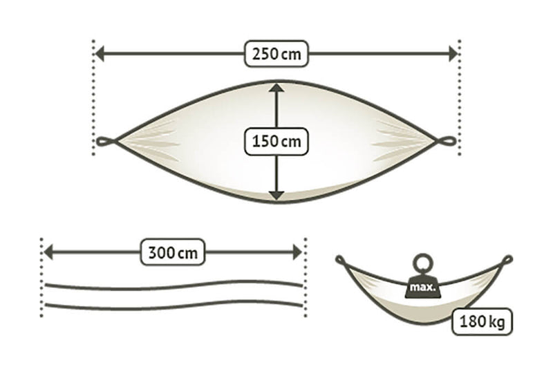 Amaca da Viaggio in Poliamide 150x250cm 180Kg con Fissaggio La Siesta Verde-8