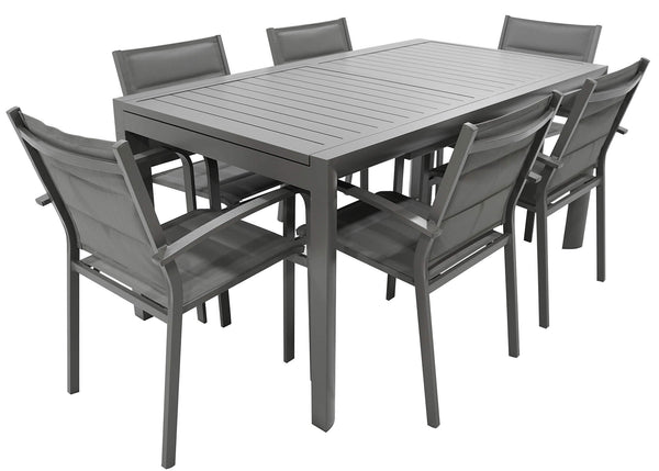 sconto Set Tavolo e 6 Sedie da Giardino in Alluminio e Textilene Antracite