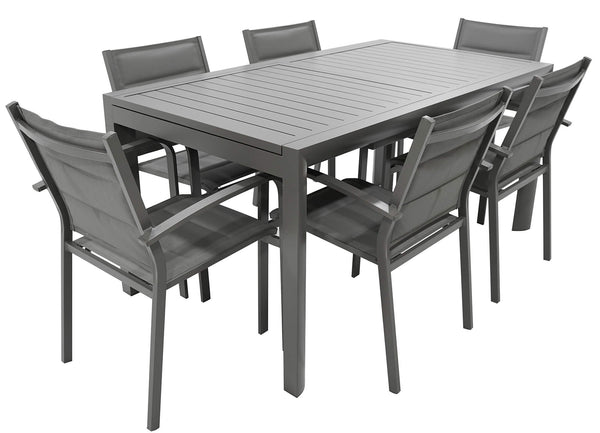 Set Tavolo e 6 Sedie da Giardino in Alluminio e Textilene Taupe acquista