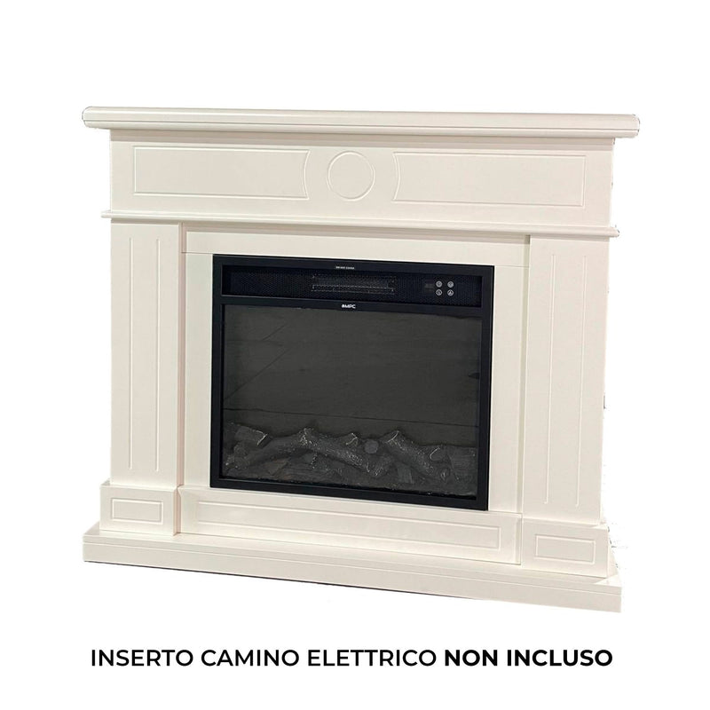 Cornice da Pavimento per Inserto Camino Elettrico 95x102x21,5 cm in MDF Sined Lipari Bianco-3