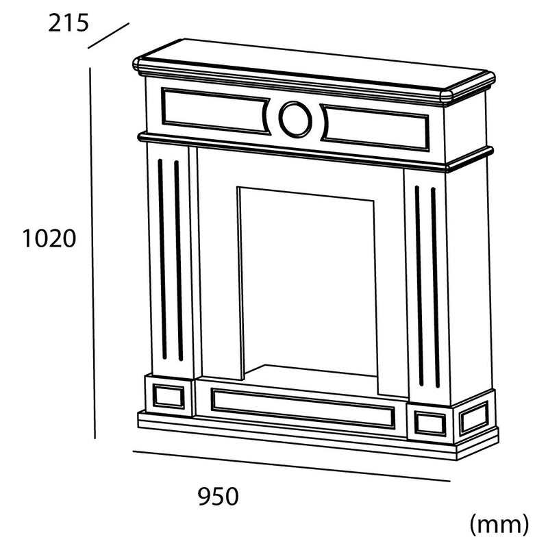 Cornice da Pavimento per Inserto Camino Elettrico 95x102x21,5 cm in MDF Sined Lipari Bianco-5