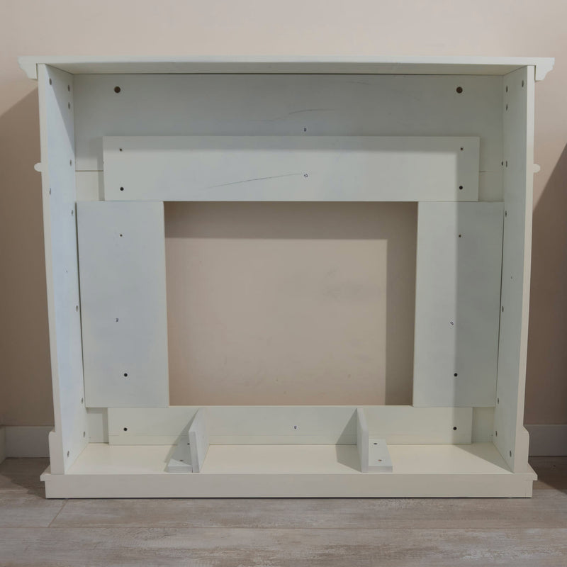 Cornice da Pavimento per Inserto Camino Elettrico 110x94,9x24,9 cm in MDF Sined Pienza Bianco-6