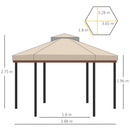 Gazebo da Giardino 4x4m con Tende in Acciaio e Poliestere Marrone-3