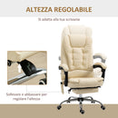 Sedia Poltrona Direzionale Massaggiante da Ufficio 65x160x104 cm in Microfibra Crema-6