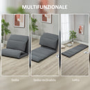 Poltrona da Terra 71x72x60 cm Schienale Reclinabile in Tessuto Grigio Scuro-5