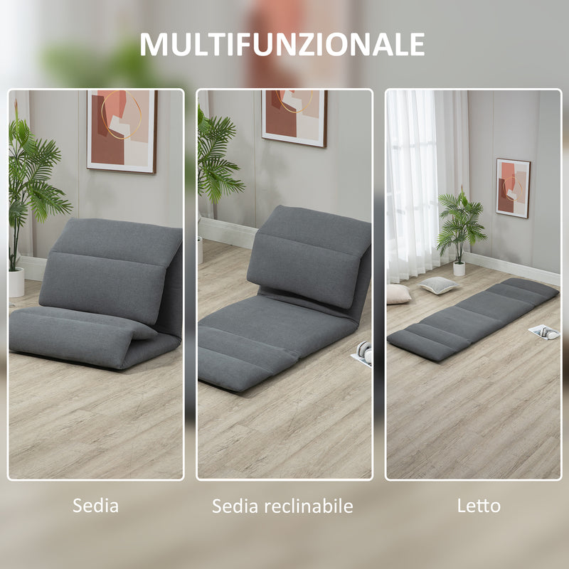 Poltrona da Terra 71x72x60 cm Schienale Reclinabile in Tessuto Grigio Scuro  – acquista su Giordano Shop