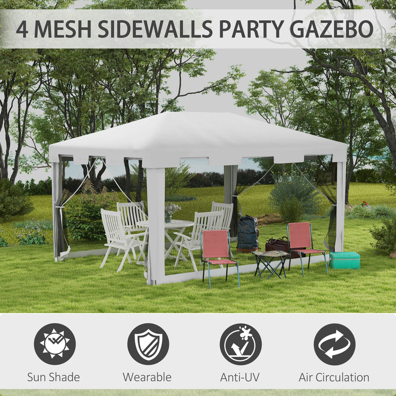 Gazebo da Giardino  Pieghevole con Zanzariera e 2 Ingressi 4x3m in Metallo e PE Bianco e Nero-4