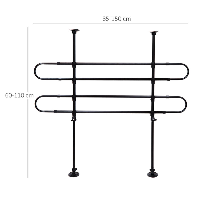 Griglia Divisoria Regolabile 91-152x30 cm per Trasporto Cani in Auto Nera