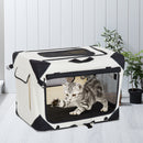 Trasportino per Cani e Gatti Pieghevole Crema nero 70x52x52 cm -2