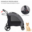 Passeggino per Cani Taglia Medio Grande 98x82x110 cm in Alluminio e Tessuto Oxford Grigio-4