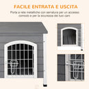 Cuccia per Cani Impermeabile da Esterno 80x55x53.5 cm in Legno Grigio-6