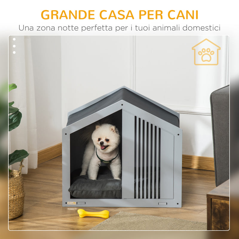 Cuccia per Cani a Casetta 60x43x55 cm in Truciolare e Poliestere Grigio – acquista  su Giordano Shop