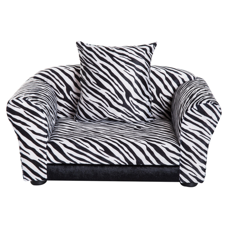 Cuccia Divano per Cani e Gatti con Cuscino Stampa Zebra 66x44x30 cm -2