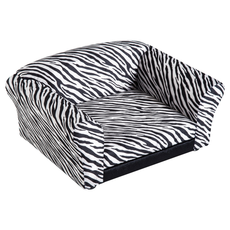 Cuccia Divano per Cani e Gatti con Cuscino Stampa Zebra 66x44x30 cm -7