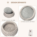 Cuccia per Cani e Gatti Ø50x19 cm in Tessuto Effetto Velluto Grigio-6