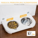 Cuccia per Cani 70x64x56 cm con Vassoio per Ciotole Finestre Grigia e Bianca-4