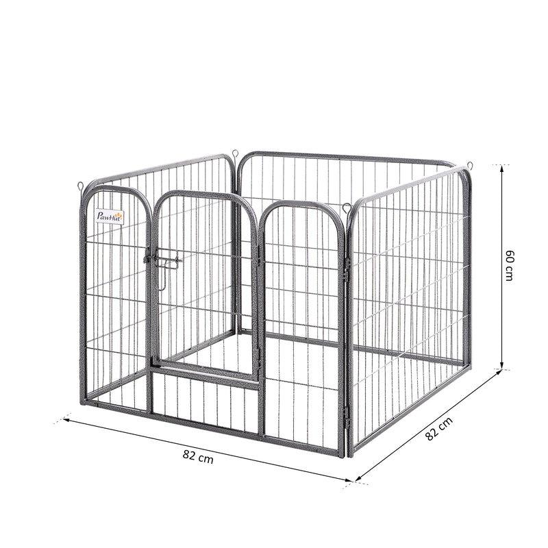 Recinto Recinzione per Animali Domestici 82x82x60 cm in Metallo  Grigio-6