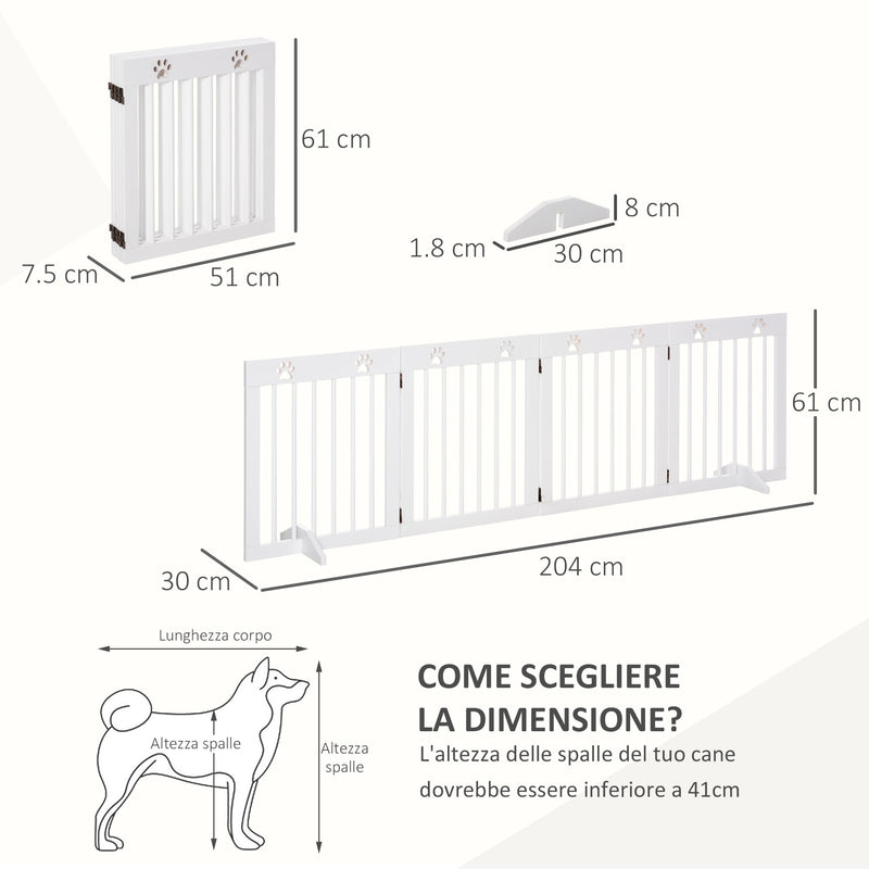 Cancelletto di Sicurezza Pieghevole per Animali Domestici 204x30x61 cm in  Legno Bianco – acquista su Giordano Shop