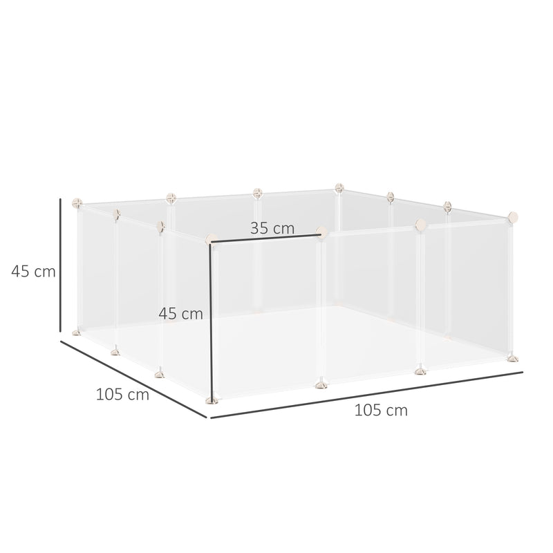 Gabbia per Conigli Roditori 105x105x45 cm in Metallo e Polipropilene Bianco-3