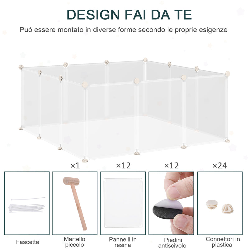 Gabbia per Conigli Roditori 105x105x45 cm in Metallo e Polipropilene Bianco-4