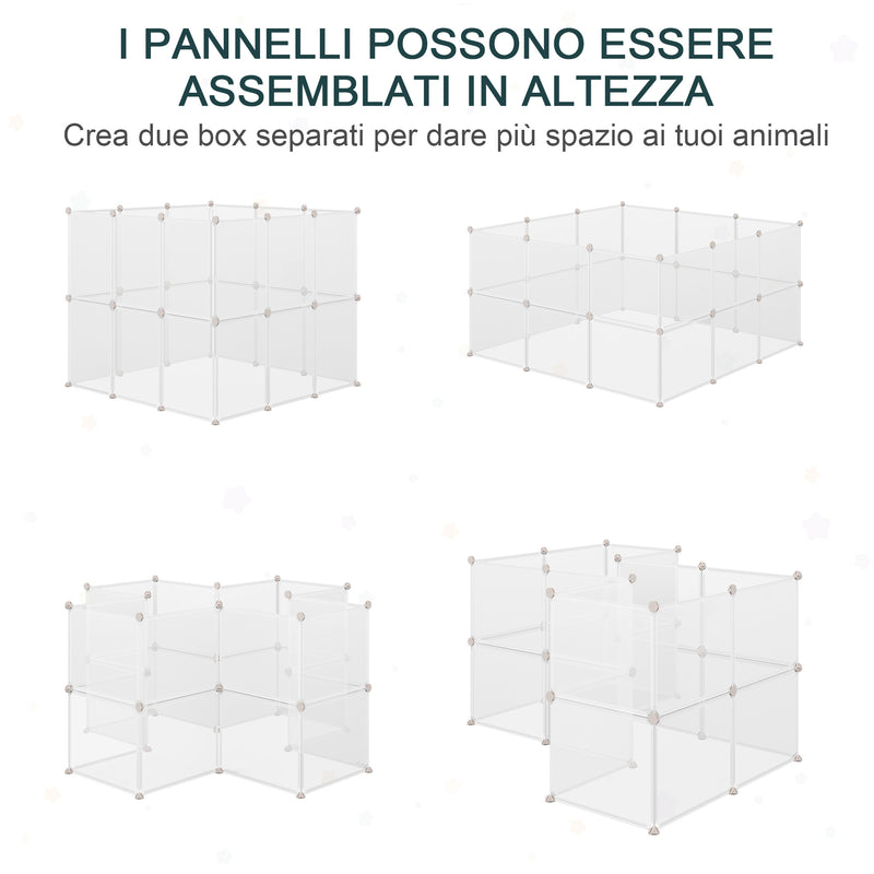 Gabbia per Conigli Roditori 105x105x45 cm in Metallo e Polipropilene Bianco-6