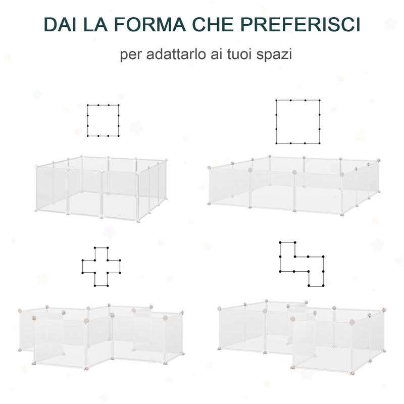 Gabbia per Conigli Roditori 105x105x45 cm in Metallo e Polipropilene Bianco-7