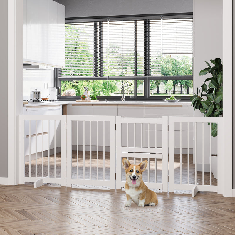 Cancelletto di Sicurezza Pieghevole per Animali Domestici 215x38x75 cm in Legno Bianco-2