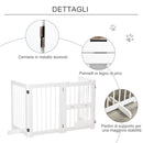 Cancelletto di Sicurezza Pieghevole per Animali Domestici 215x38x75 cm in Legno Bianco-5