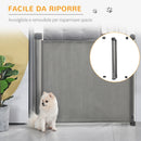 Barriera di Sicurezza per Cani Estensibile fino 140 cm per Porte e Scale Grigio-5