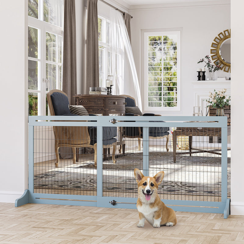 Cancelletto di Sicurezza Estensibile per Animali Domestici 104-183x36x69 cm  in Legno e Acciaio Blu – acquista su Giordano Shop