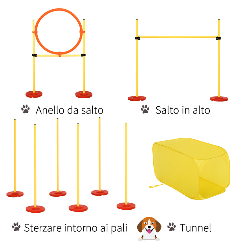 Set Addestramento Cani da Esterno con Ostacoli Slalom e Tunnel-4