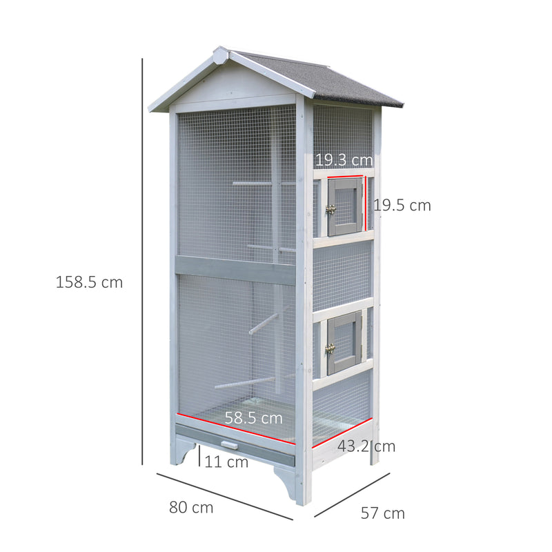 Voliera Gabbia per Uccelli da Esterno 80,5x57x158,5 cm Tetto in Asfalto in  Legno di Abete Grigio Chiaro – acquista su Giordano Shop