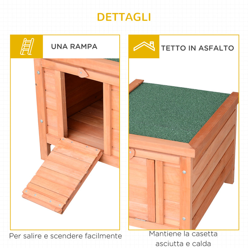 Conigliera Gabbia per Piccoli animali con Tetto Apribile in Legno 51x42x43 cm -6