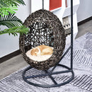 Cuccia Amaca in PVC Effetto Rattan per Gatti Ø60x120 cm con Cuscino  Caffè-2