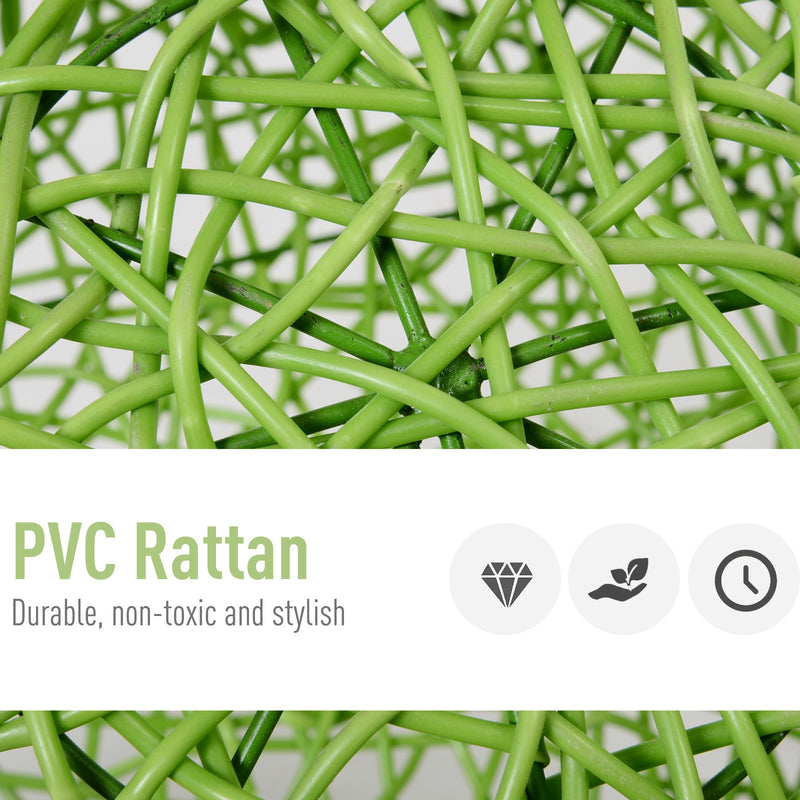 Cuccia in PVC Effetto Rattan per Gatti Ø56x40 cm con Cuscino  Verde-4