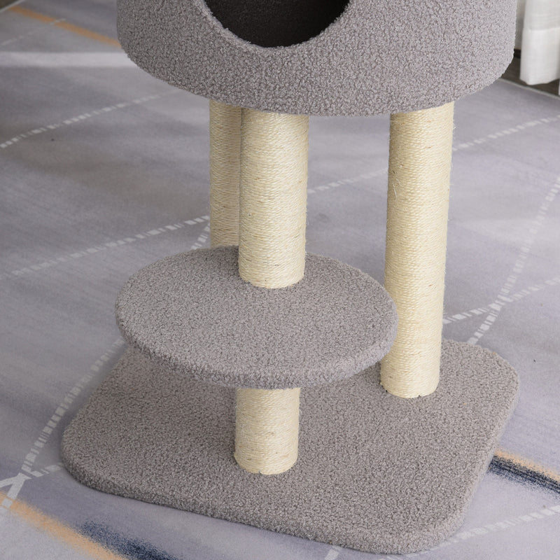 Tiragraffi con Cuccia per Gatti in Legno Sisal 45x40x148 cm Grigio e Beige  – acquista su Giordano Shop