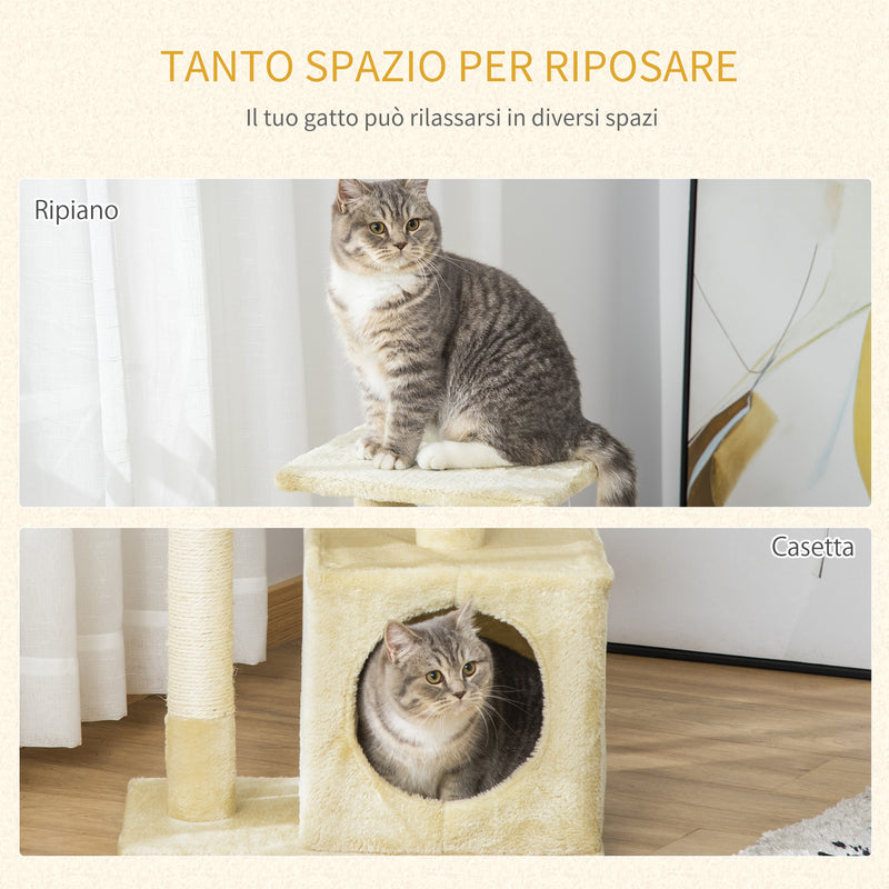 Albero Tiragraffi con Cuccia per Gatti in Legno Sisal 50x30x80 cm Beige – acquista  su Giordano Shop