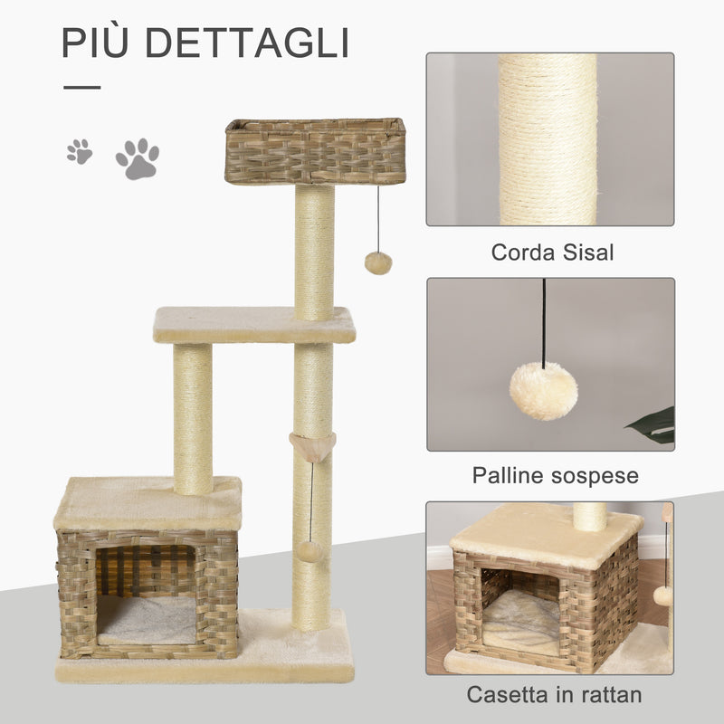 Albero Tiragraffi per Gatti 61x41x96 cm con Corda di Juta Beige – acquista  su Giordano Shop