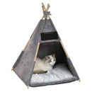 Tenda Cuccia per Gatti e Cani Piccoli 58x58x80 cm in Feltro Peluche Grigio-4