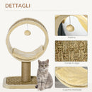 Tunnel Tiragraffi per Gatti Adulti 40x30x56 cm con Pallina Beige-5