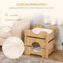 Cuccia per Gatti 50x50x50 cm 2 Piani con Cuscini in Legno Rovere-5