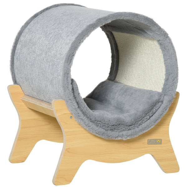 Cuccia per Gatti 41x40x47 cm a Tunnel con Tiragraffi Grigio sconto