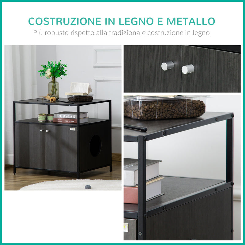 Mobile Lettiera per Gatti 70x55x65,5 cm in Legno e Acciaio Nera – acquista  su Giordano Shop