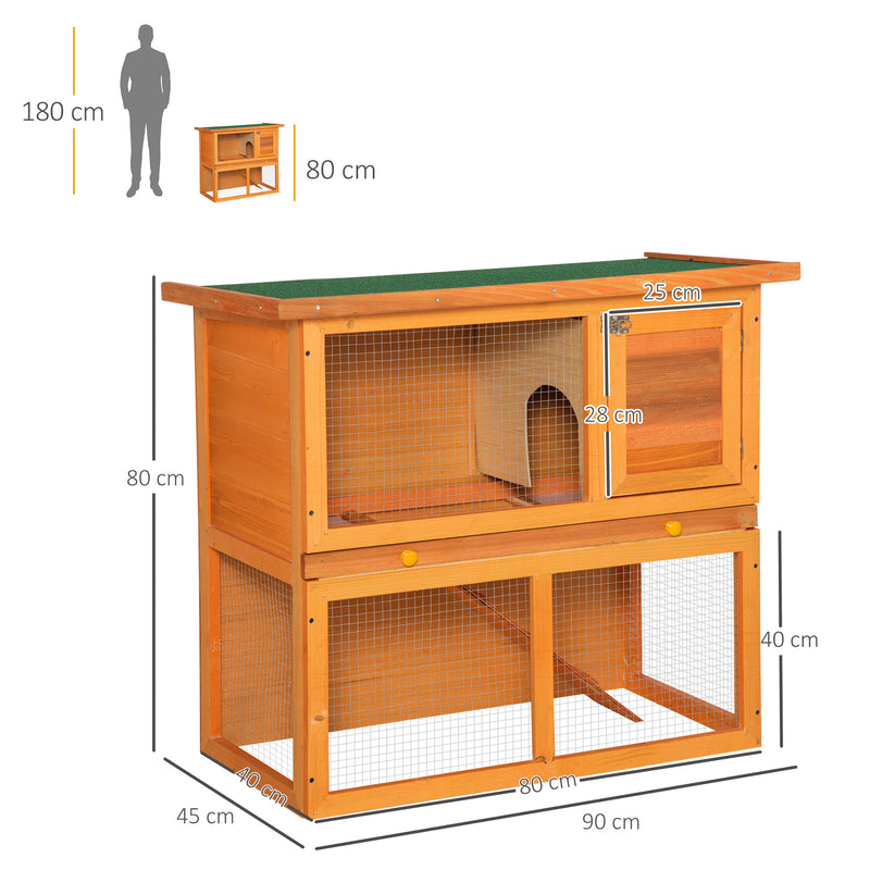 Gabbia per Conigli Conigliera da Esterno in Legno di Abete 90x45x80 cm -3