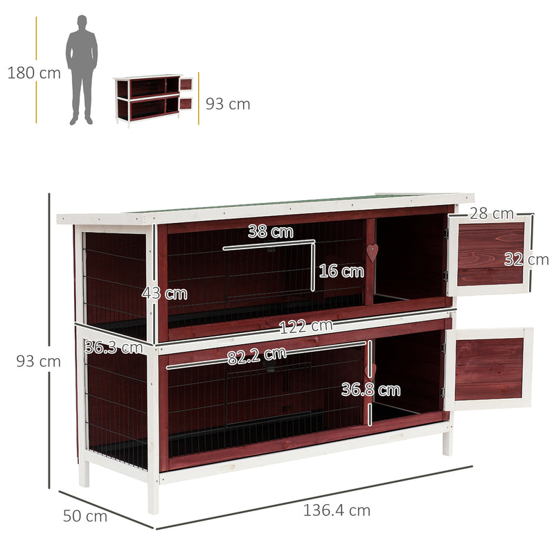 Conigliera da Esterno 136,4x50x93 cm in Legno Marrone e Bianco-3